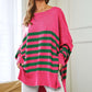 Bohemian Multi Striped Elbow Patch Loose Fit Sweater Top