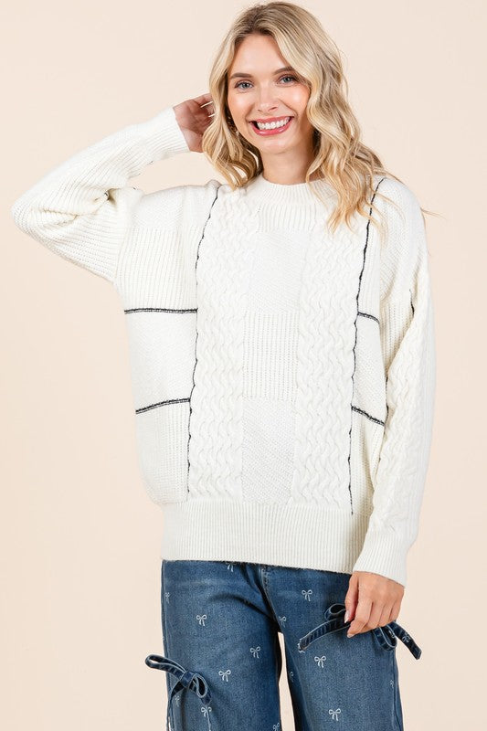 Bohemian Cable Knit Long-Sleeve Sweater