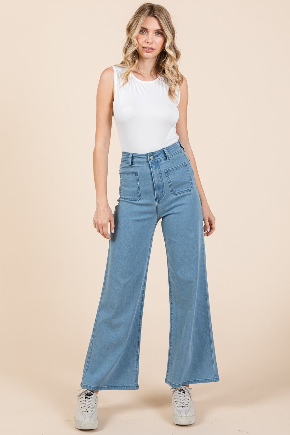 Bohemian Denim High Waist Wide Leg Jeans