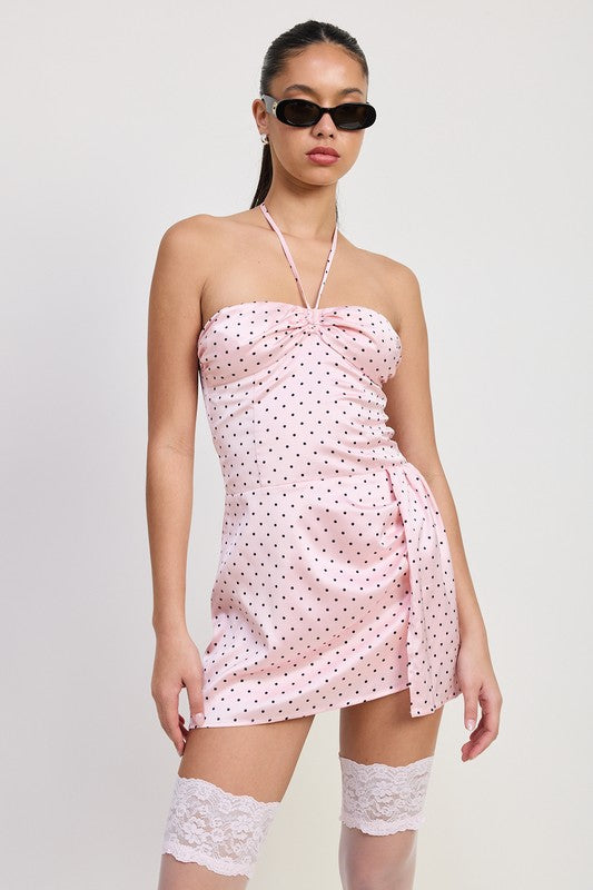 Bohemian Mini Halter Polka Dot Dress