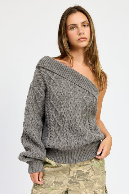 Bohemian Oversized One Shoulder Sweater