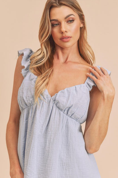 Bohemian Sweetheart Neck Ruffled Strap Top