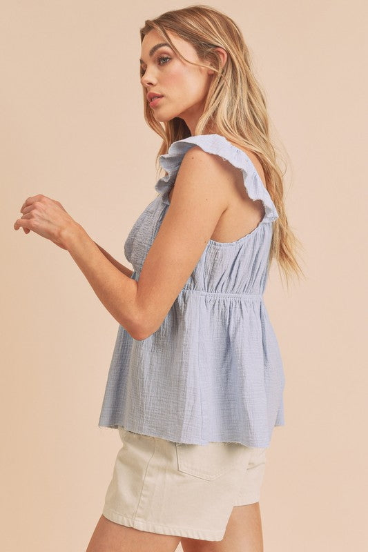 Bohemian Sweetheart Neck Ruffled Strap Top 2