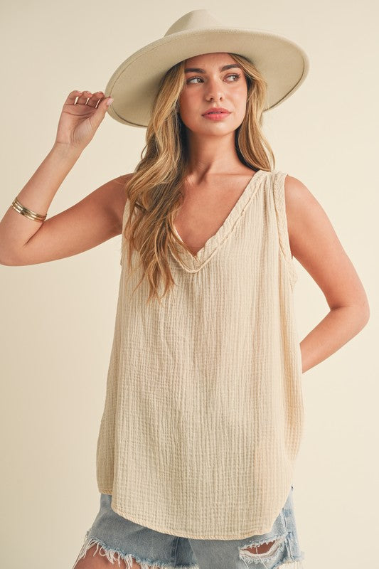 Bohemian V-Neck Wide Strap Tank