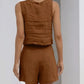 SALE Casual Cotton Sleeveless Square Neck Top + Shorts Two-Piece Set