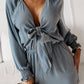 Brianna Tied Flounce Sleeve Plunge Romper