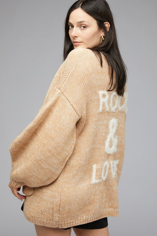 Bohemian Rock & Love Knit Long Sleeve Cardigan