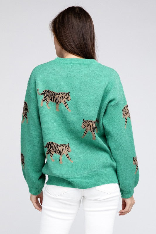 Bohemian Tiger Pattern Pullover Sweater