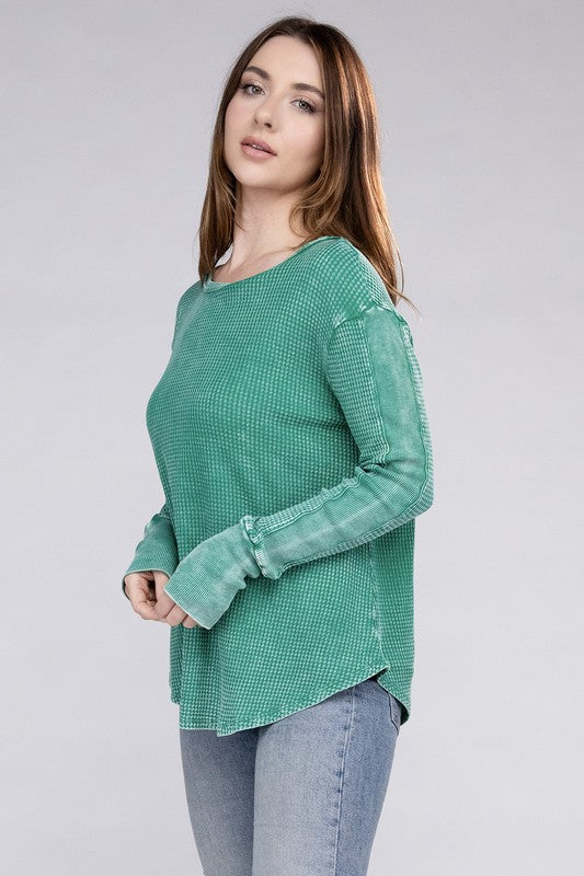 Bohemian Washed Baby Waffle Long Sleeve Top