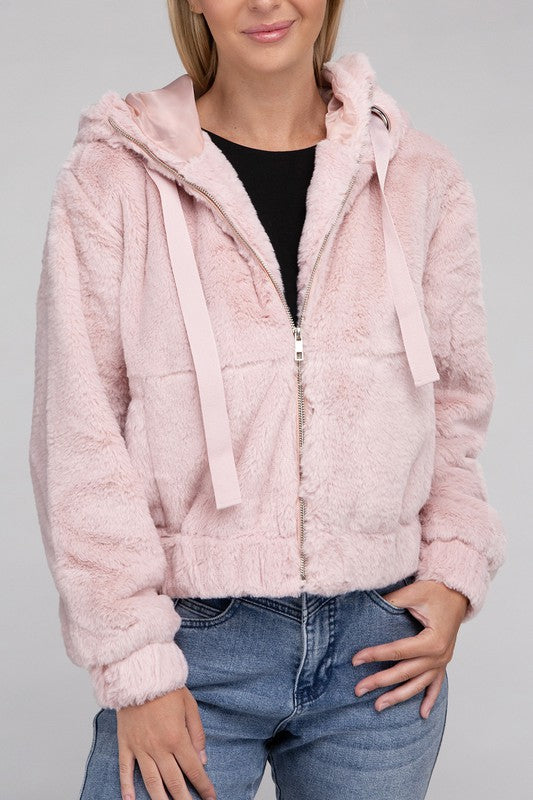 Fluffy hoodie zip sales up