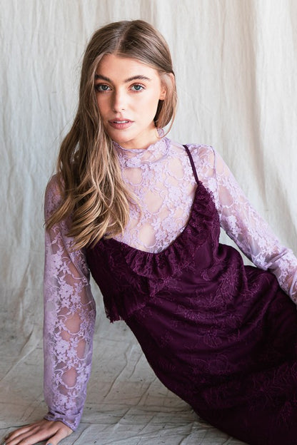 Bohemian Romance Floral Print Lace Long Sleeves Top