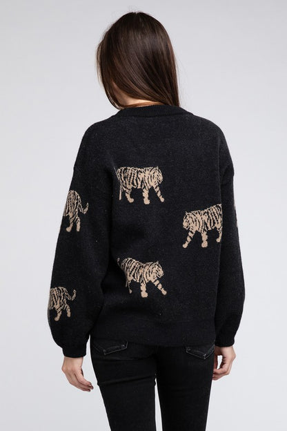 Bohemian Tiger Pattern Pullover Sweater