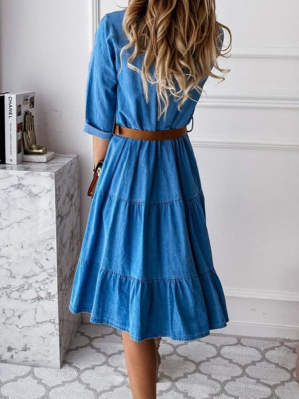Girls Denim Dress with attached Tie knot style top – Stylestone