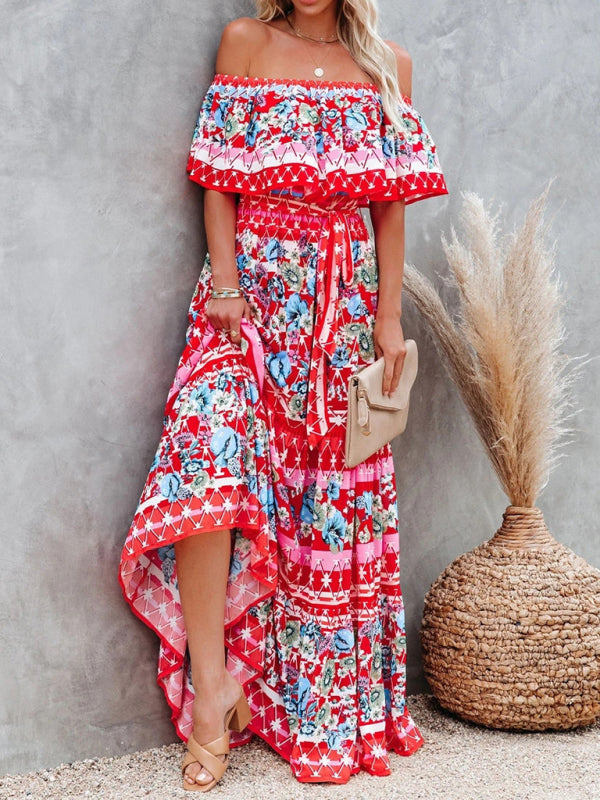 White floral off 2024 the shoulder maxi dress