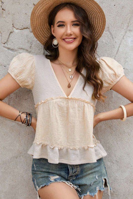 Boho Puff-Sleeve Blouse – Prettybeautie