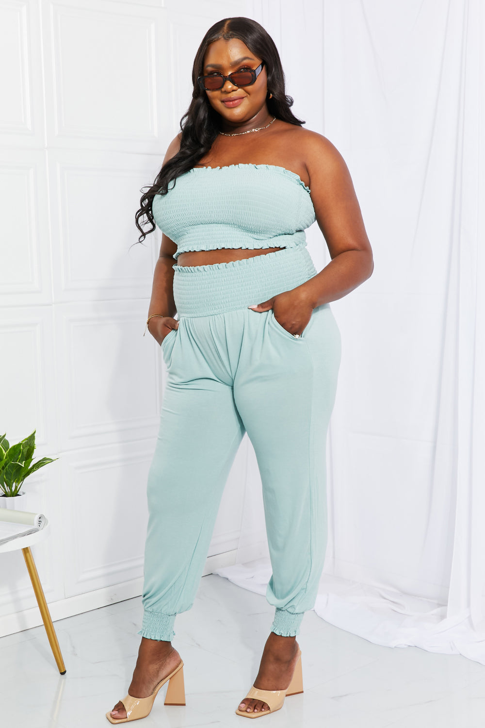 Jogger set with online crop top