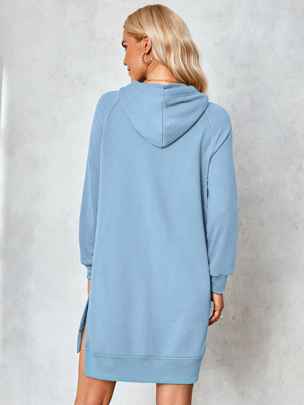 Blue hooded online dress