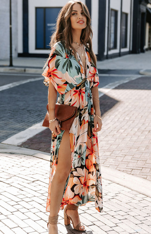 Kimono style hot sale maxi dress