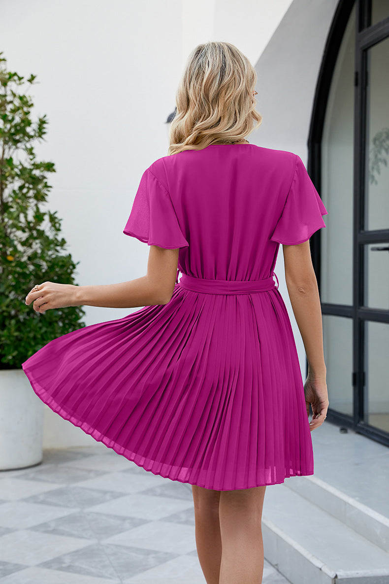 Tie neck outlet pleated dress