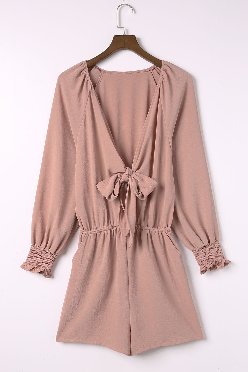 Brianna Tied Flounce Sleeve Plunge Romper