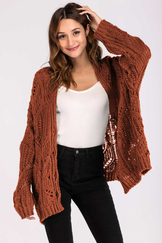 Boho Button Down Long Sweater Open Front Cardigan