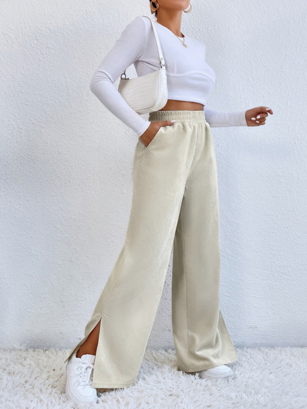 Cotton Corduroy Wide-Leg Ankle Pant