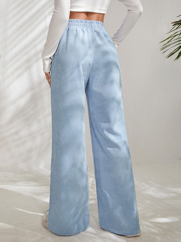 MIANDU Women Casual Pants Outfits Women Corduroy Flare Pants Elastic Waist  Bell Bottom Trousers Khaki : : Fashion