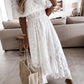Women's White Boho Lace Off Shoulder Maxi Dress