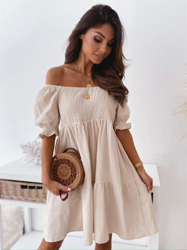 YWDJ Off the Shoulder Dresses for Women Beach Dresses Summer Casual Wrap Off  the Shoulder Bell Sleeve Stylish Solid And Flowy Dresses Summer Dresses for  Everyday Wear Beach Vacation Day to Night -