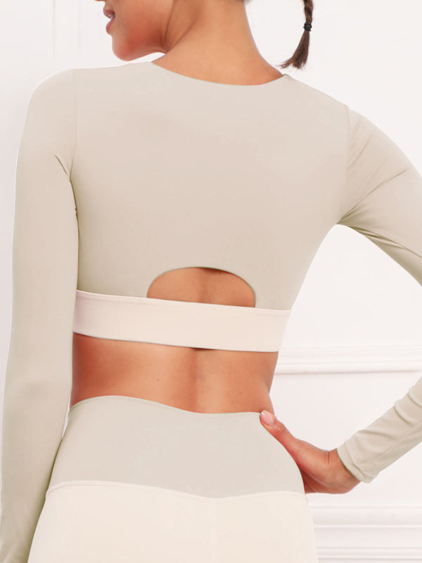 Women's Contrast Stitching Fitness Sports Yoga Bra Cut Out Zipper Fron –  OliverandJade