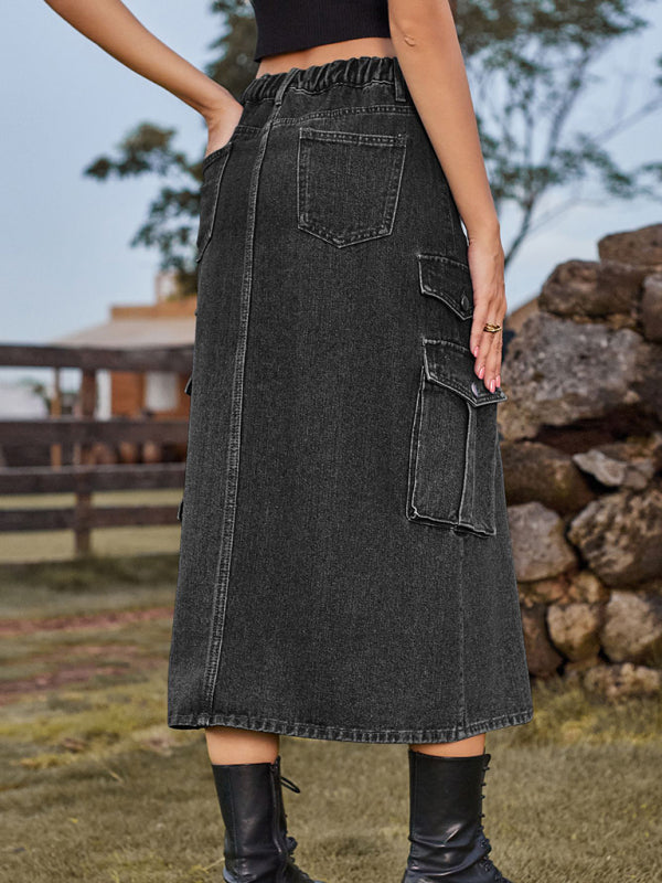 Denim Maxi Skirt - Black/washed - Ladies | H&M US