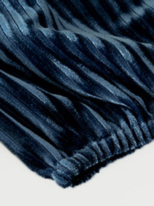 Boho Striped Velvet Long Sleeve Crop Top and Wide Leg Pants Set –  OliverandJade