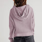 Boho Waffle Knit Long Sleeve Casual Zipper Front Pullover Hoodie